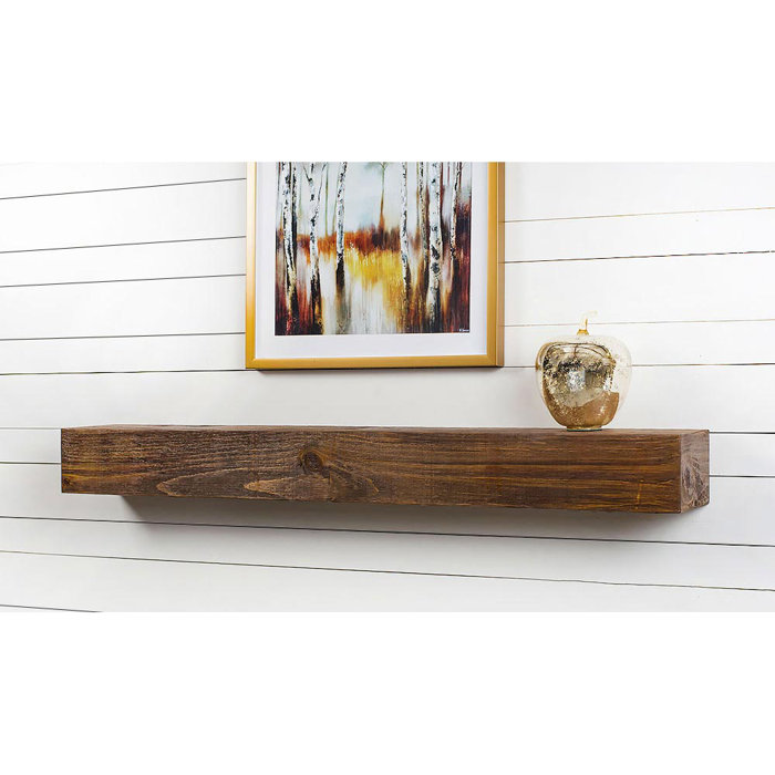 Gracie Oaks Rustic Wood Mantel Shelf 4 Inch High Handcrafted and